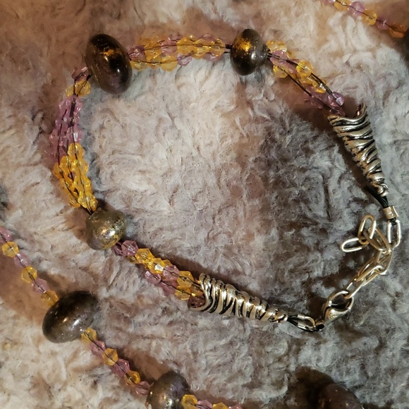 Handmade epoxy beaded set sterling silver - Picture 1 of 5